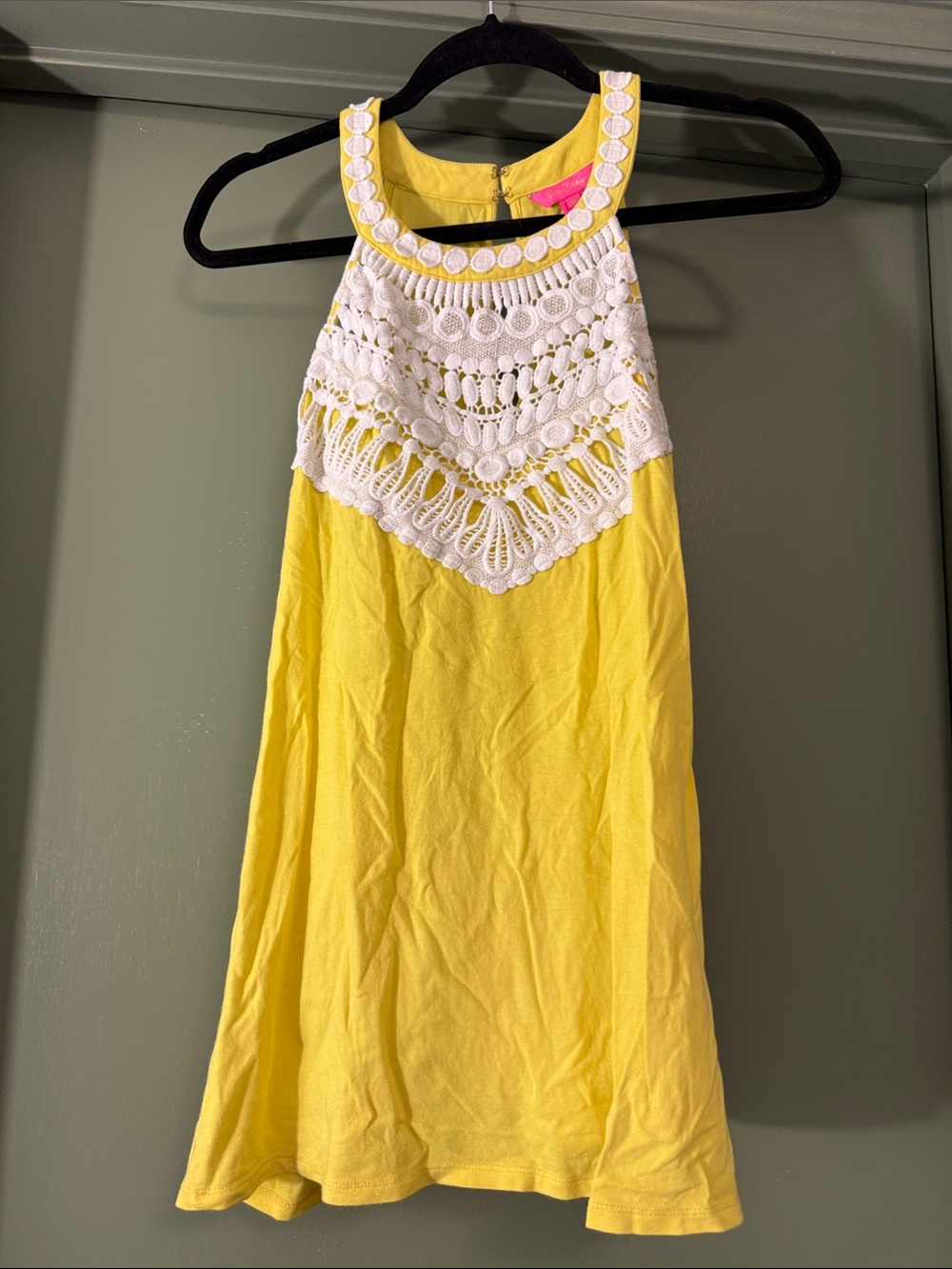 Lilly Pulitzer yellow lace neck halter